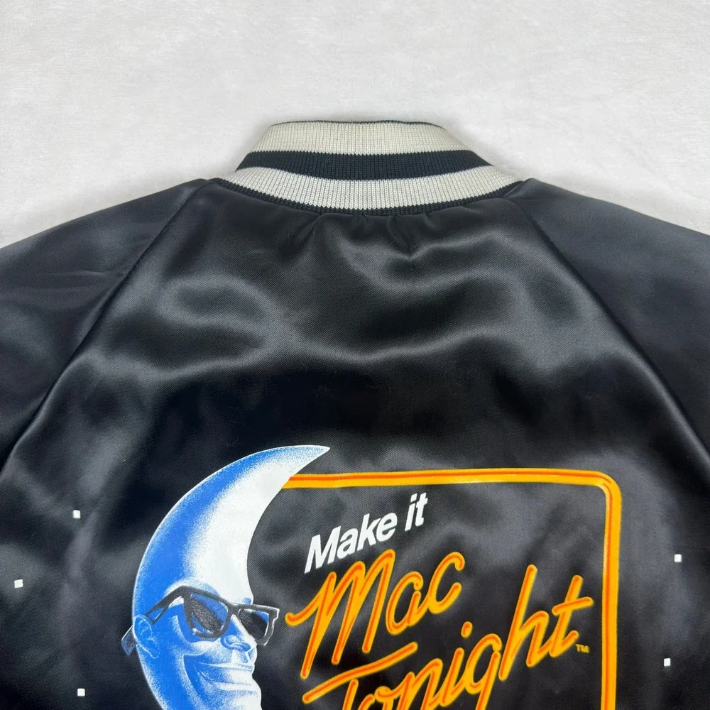 Vintage Pla-Jac McDonalds Mac Tonight Satin Jacket Black Varsity‎ Bomber Small